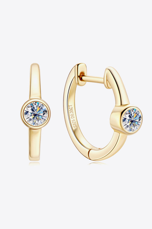 18k Gold-Plated Inlaid Moissanite Huggie Earrings