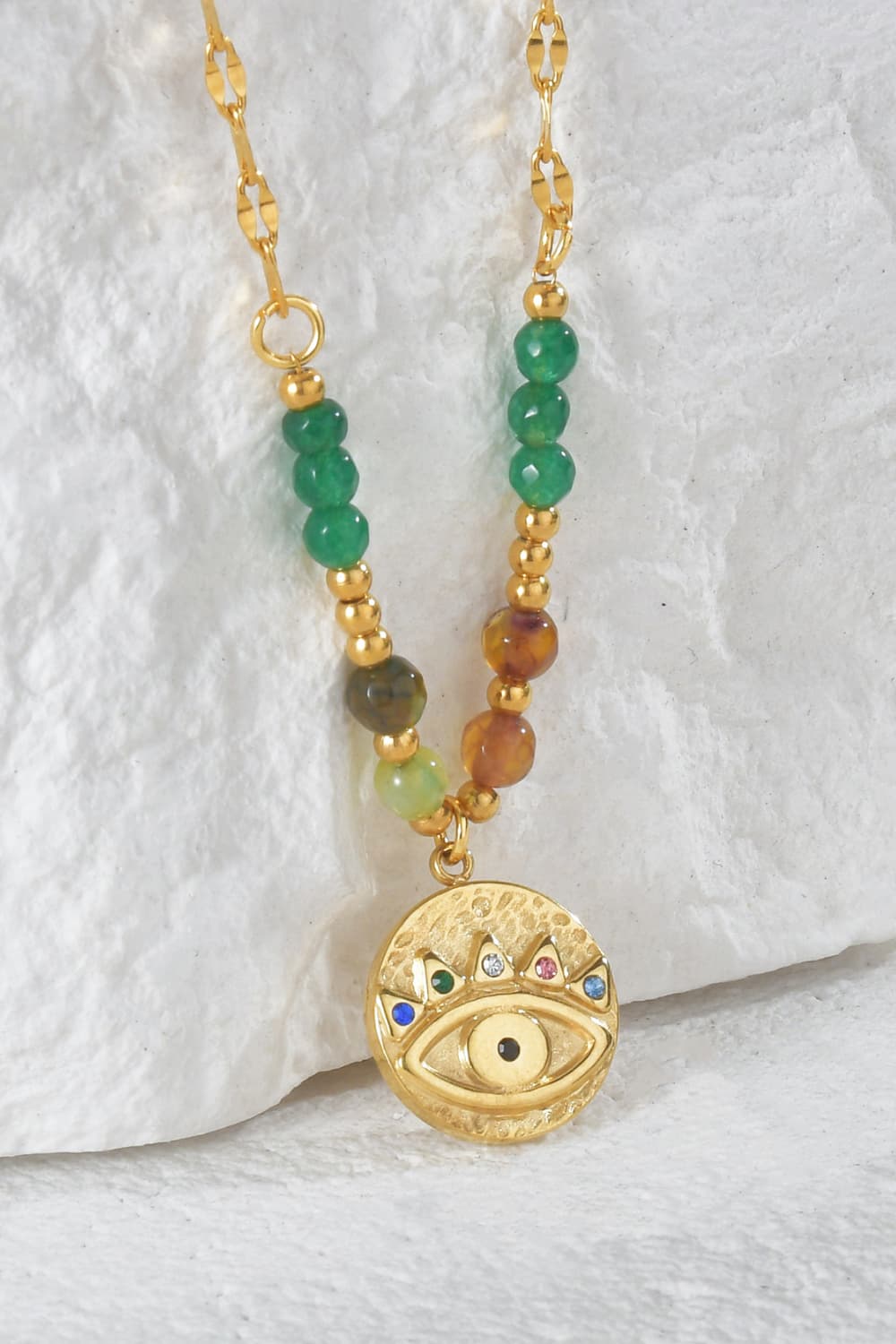 Evil Eye Design 18K Gold Plated Pendant Necklace