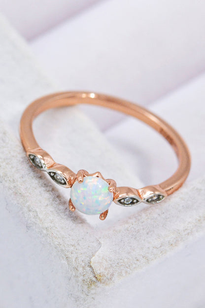 Opal Contrast Platinum-Plated Ring