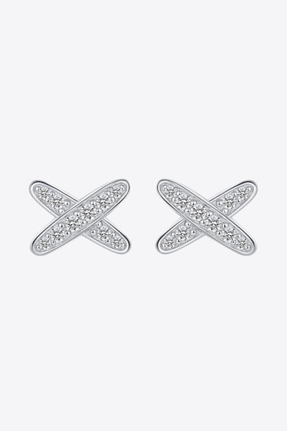 925 Sterling Silver X-Shape Moissanite Earrings