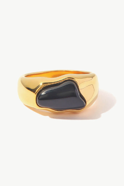 Inlaid Natural Stone Stainless Steel Ring