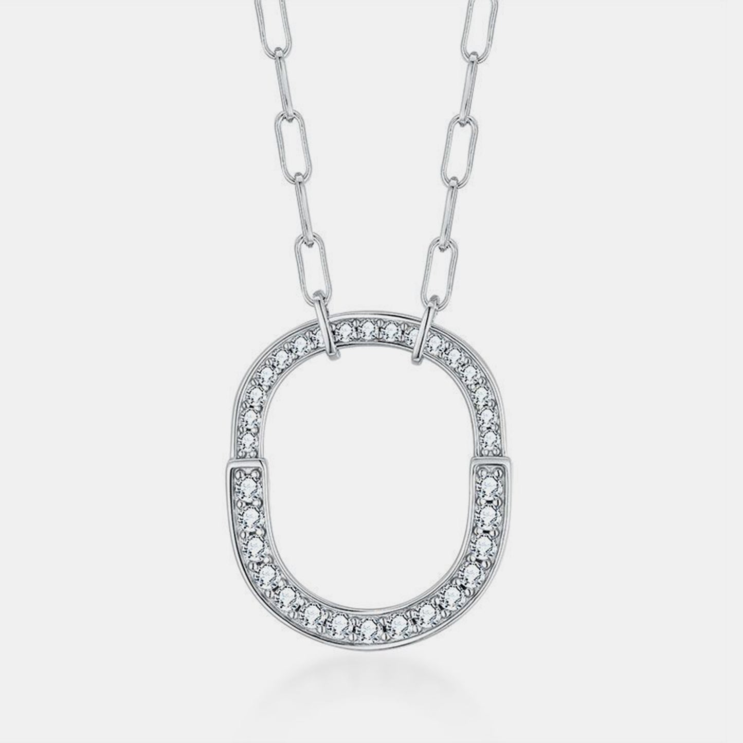 925 Sterling Silver Inlaid Moissanite Pendant Necklace