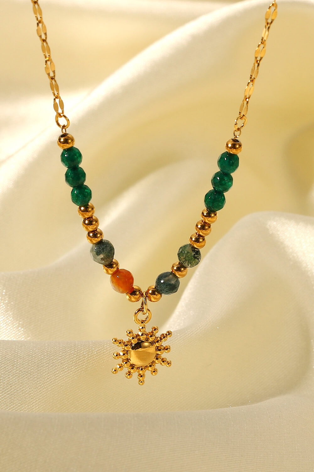 Sun Pendant Natural Stone Necklace