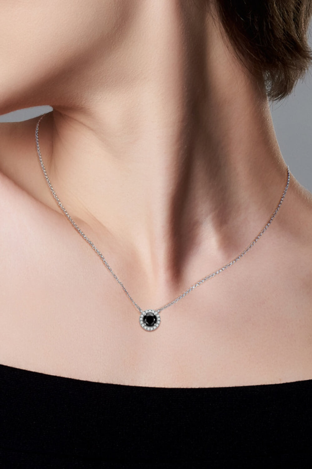 Two-Tone 1 Carat Moissanite Round Pendant Necklace