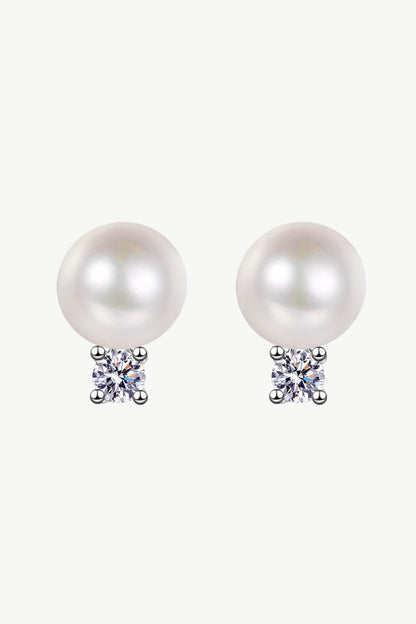 Moissanite Pearl Stud Earrings