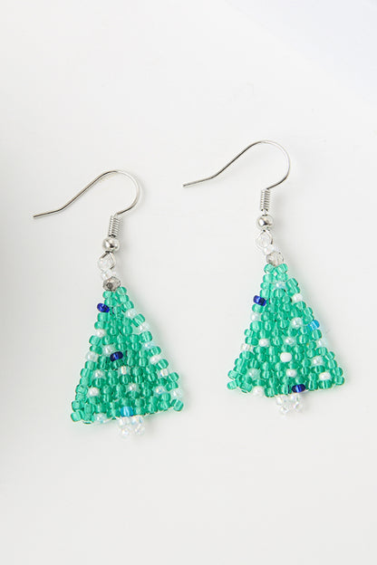 Beaded Christmas Tree Earrings