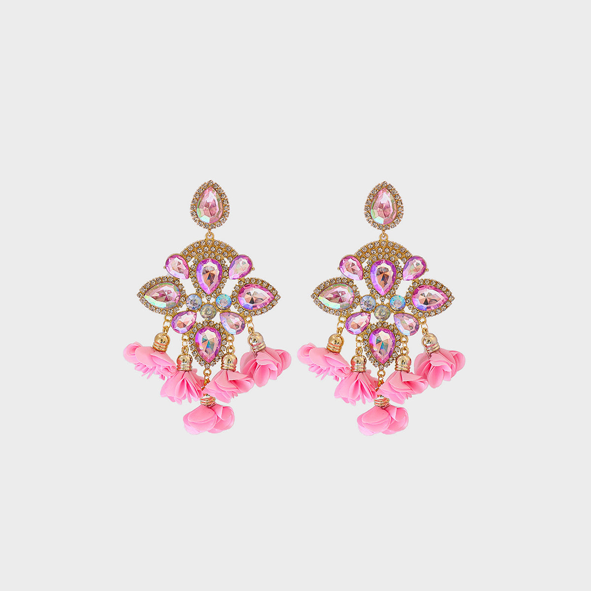 Flower Shape Rhinestone Alloy Dangle Earrings