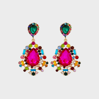 Teardrop Shape Rhinestone Alloy Dangle Earrings