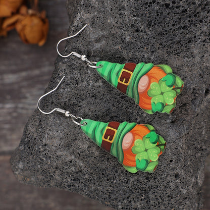 Wooden Alloy Dangle Earrings