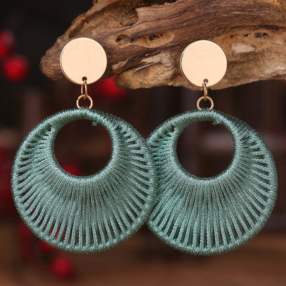 Cotton Cord Geometric Drop Earrings