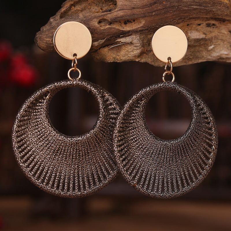 Cotton Cord Geometric Drop Earrings