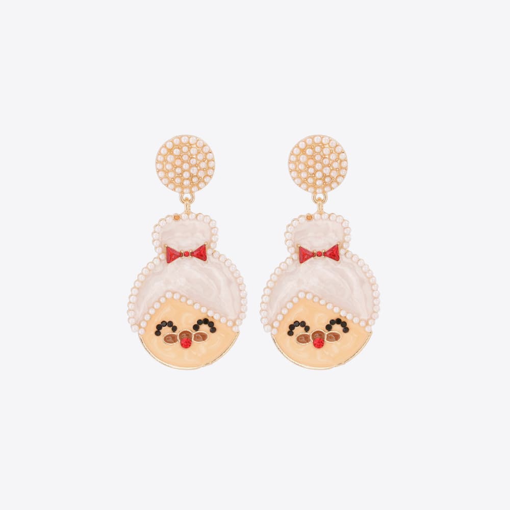 Rhinestone Alloy Mrs. Claus Earrings